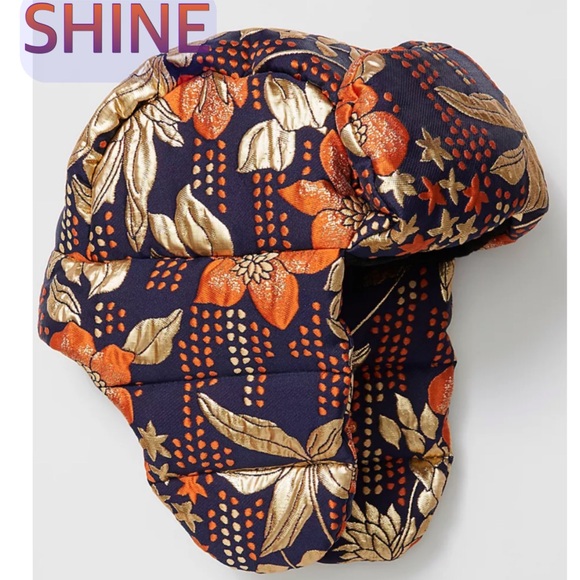 FREE PEOPLE METALLIC GOLD NAVY/MARIN 6 PANEL TRUCKER HAT RARE SOLD OUT - Picture 7 of 8